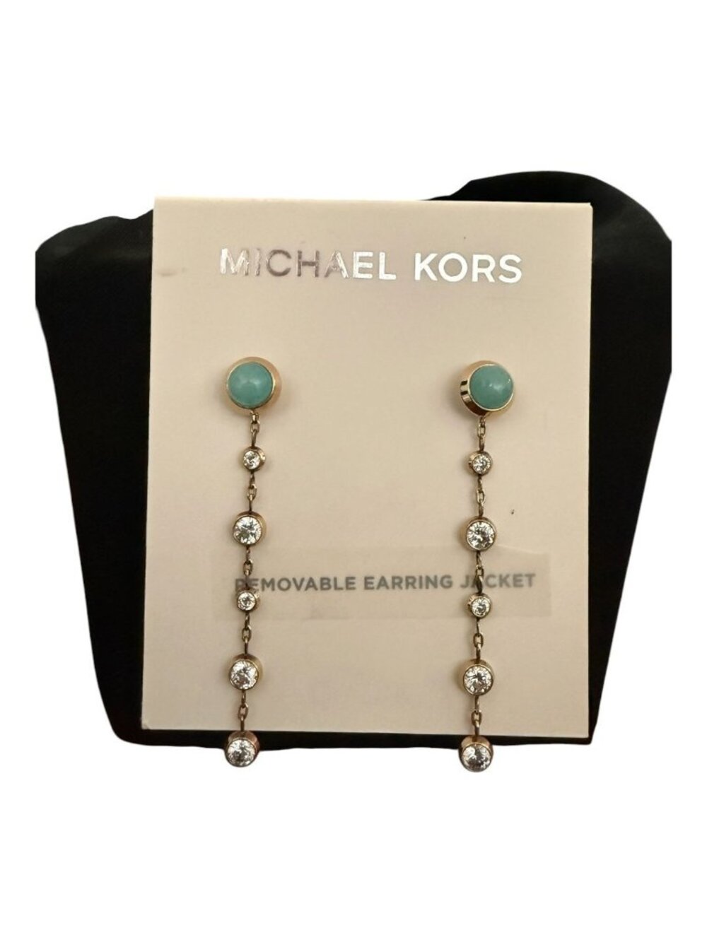 Michael Kors Easy Opulance Crystal Drop Earrings Removable Jacket Natural Stone